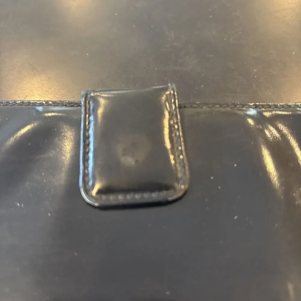 Vtg 1990s GUCCI Tom Ford Era 7” Long Patent Leather Wallet G Motif Black READ